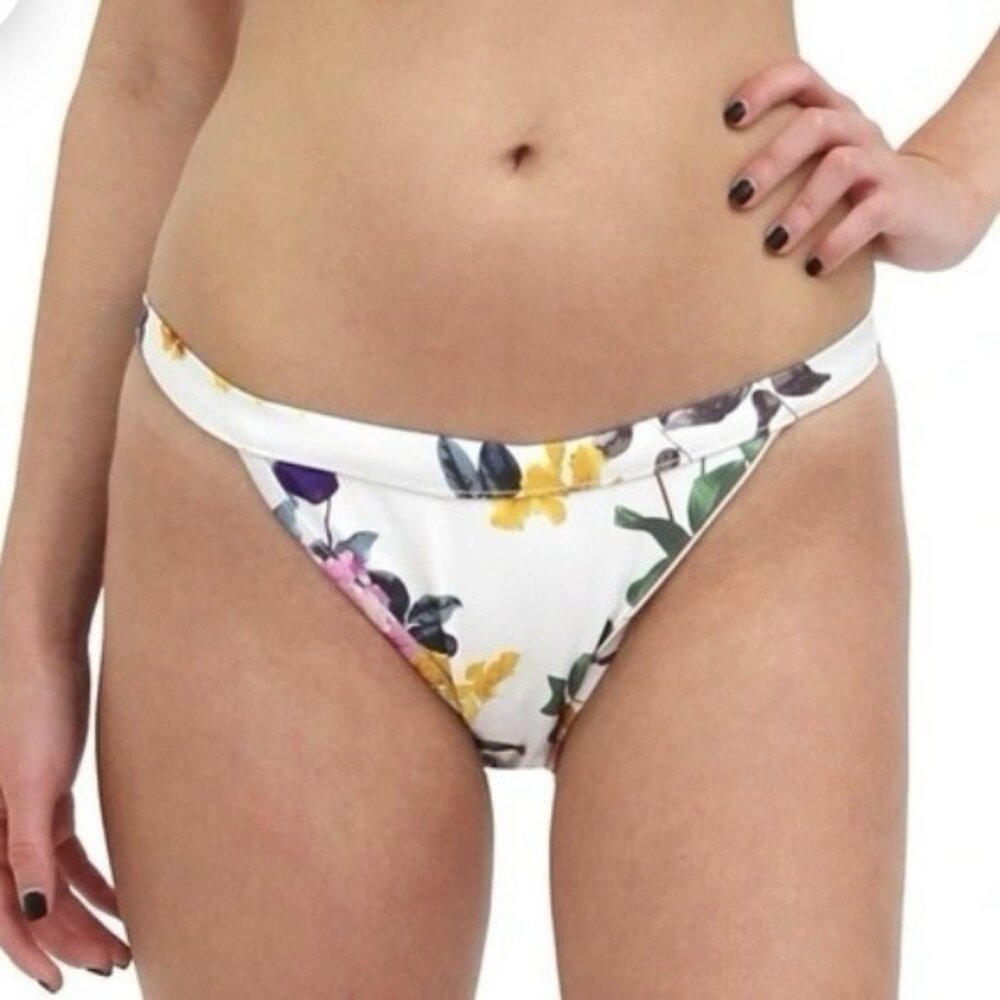 Mosmann Swim Kalani Cheeky Bikini Swimsuit Bathing Suit‎ Ivory Tropical Flower M